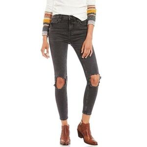 Free People Black Busted Knee Skinny Jeans